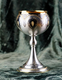 Items by ZAO Severnaya Tchern, city of Velikhy Ustug, Vologda region. Silver, blacking.<br>Photo by Alexei Lokhov