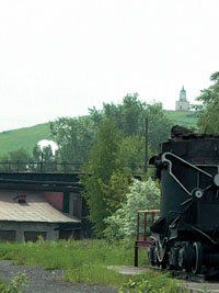 Vegetation area, works museum. Fox mountain view from works museum (Rolling-stock exposition)